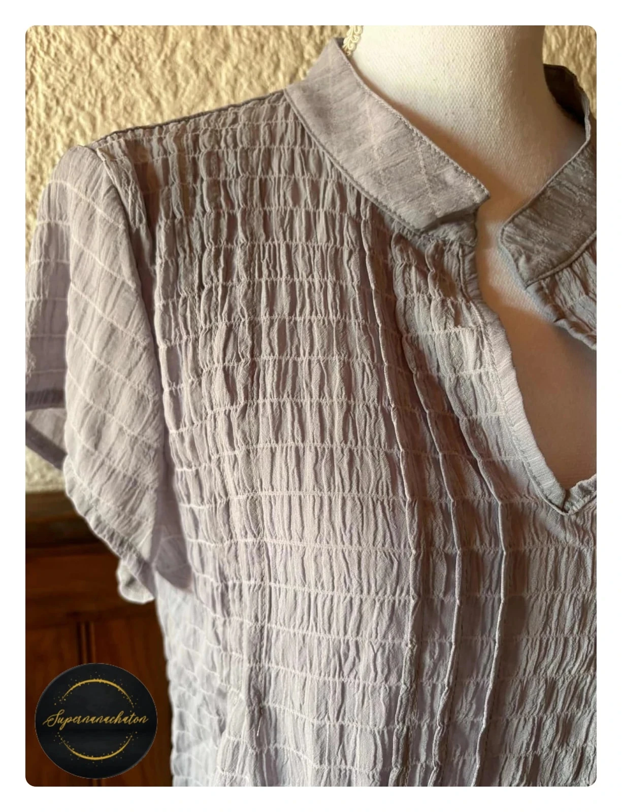 Vestido Túnica Ligero Acanalado Gris / Lila - Miss Look - Talla L / 40 – photo 3